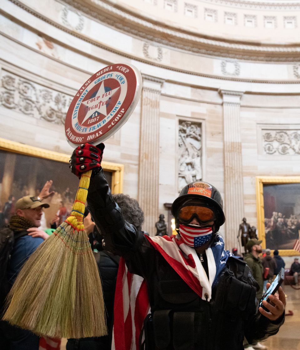 Supporters of US President Donald Trump demonstrate at the US Capitol on January 6, 2021 in Washington, DC.  - Protesters lifted security and entered the Capitol building as Congress debated the election certificate for the 2020 presidential elections (Photo by Saul Loeb / AFP) (Photo by Saul Loeb / AFP via Getty Images)